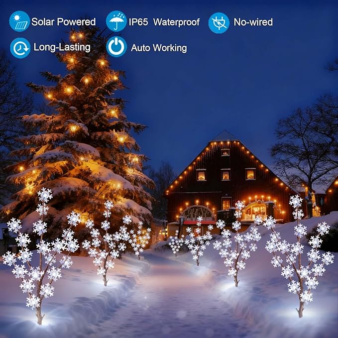 Solar Snowflake Lights for Christmas Decoration