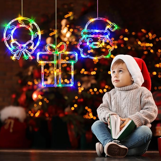 Pack Wreath Gift Box Santa Claus Christmas Window