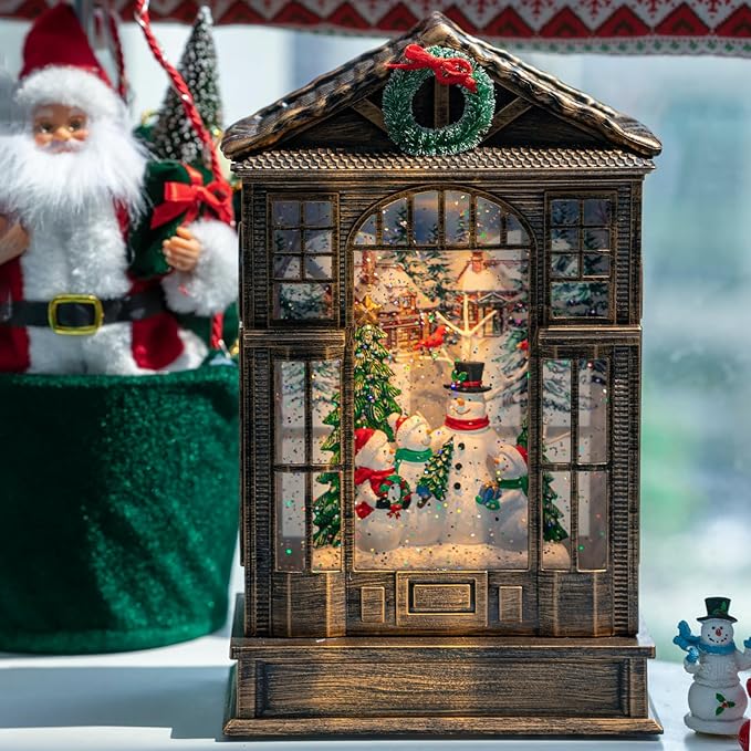 Christmas Snow Globe Swirling Glittering Snowman Choir Manger Scene