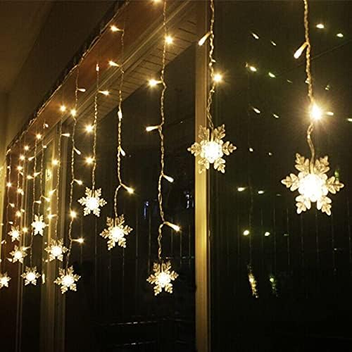 Snowflake Curtain String Lights Plug-in Window Curtain Lights with 8 Modes Decoration