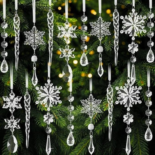 Acrylic Crystal Ornaments for Christmas Tree- Hanging Christmas Snowflake.