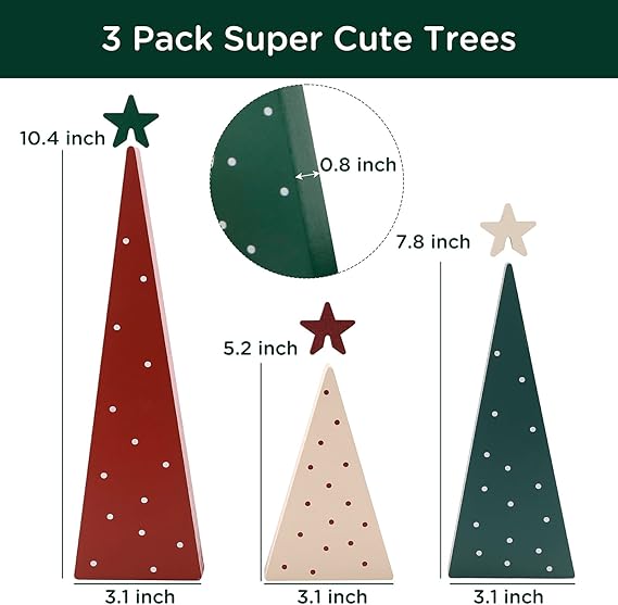 Three Sizes Wooden Tree Sign with Star-Christmas Decorations