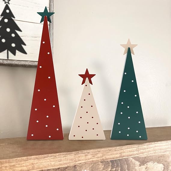 Three Sizes Wooden Tree Sign with Star-Christmas Decorations