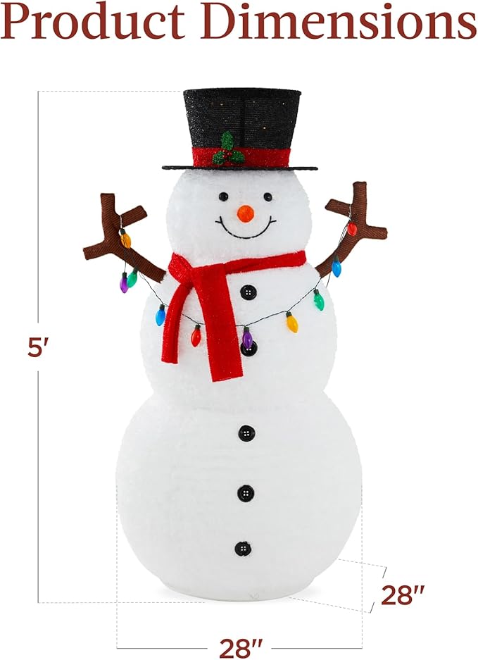 Lighted Pop-Up Snowman, Large White