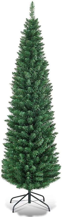 Green Artificial Pencil Christmas, Premium Hinged Pine Tree.