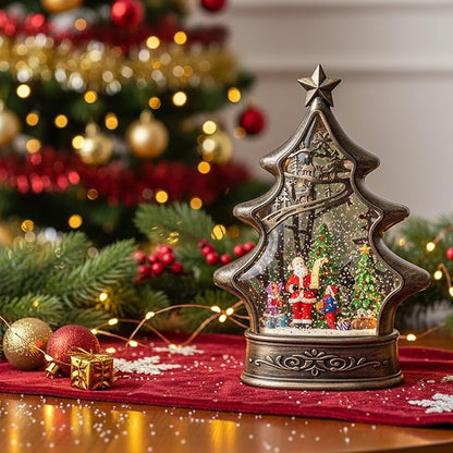 Christmas Snow Globe Lantern Water Glittering Santa's List.