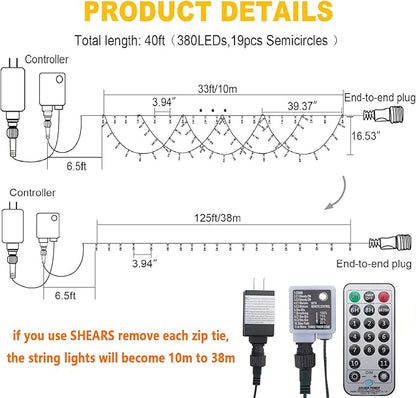 Fairy String Lights Extendable Half-Round Christmas Lights
