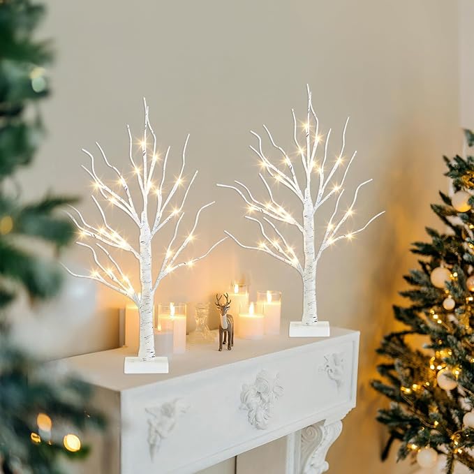 Fairy Light Spirit Tree for Christmas Decor, Warm White Lighted Birch Trees