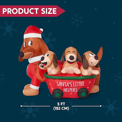 hristmas Puppy Inflatable with Built-in LEDs