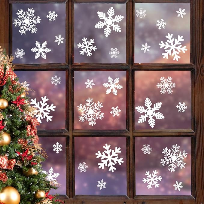 Christmas Window Clings Snowflakes Window Decals Static Window Stickers