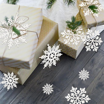 Snowflake Ornaments for Tree, Plastic Glitter White Snow Flakes