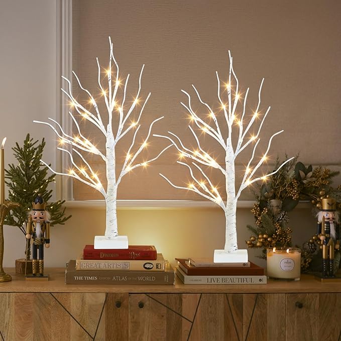 Fairy Light Spirit Tree for Christmas Decor, Warm White Lighted Birch Trees