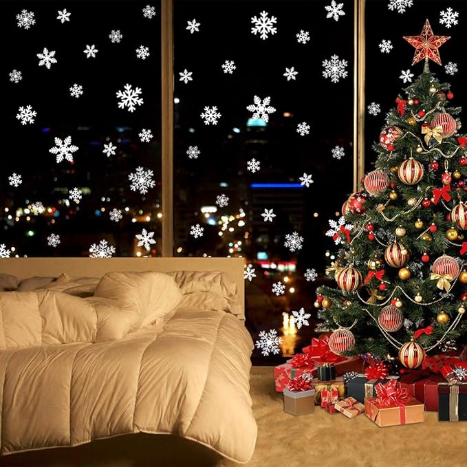 Christmas Window Clings Snowflakes Window Decals Static Window Stickers
