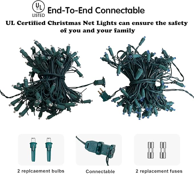 Green Wire Net Christmas Lights for Mesh Shrub Tree Decor