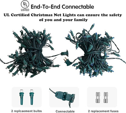 Green Wire Net Christmas Lights for Mesh Shrub Tree Decor