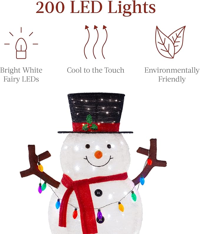 Lighted Pop-Up Snowman, Large White