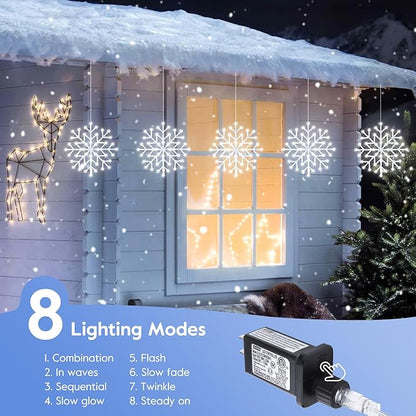 Snowflake Window Light with 8 Modes, Hanging Lights