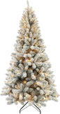 Christmas Tree with Lights 6ft - Premium Snow Flocked Artificial Xmas Tree.