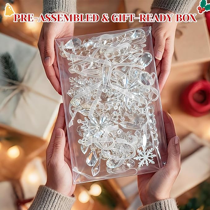 Acrylic Crystal Ornaments for Christmas Tree- Hanging Christmas Snowflake.