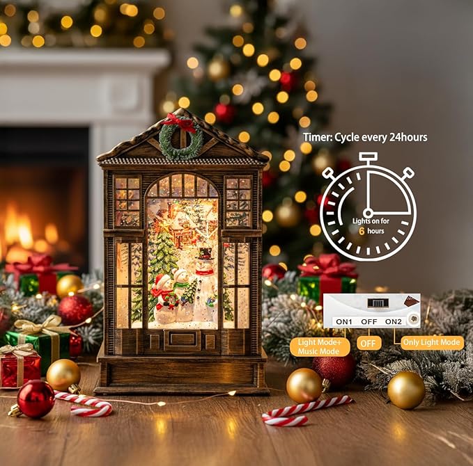 Christmas Snow Globe Swirling Glittering Snowman Choir Manger Scene