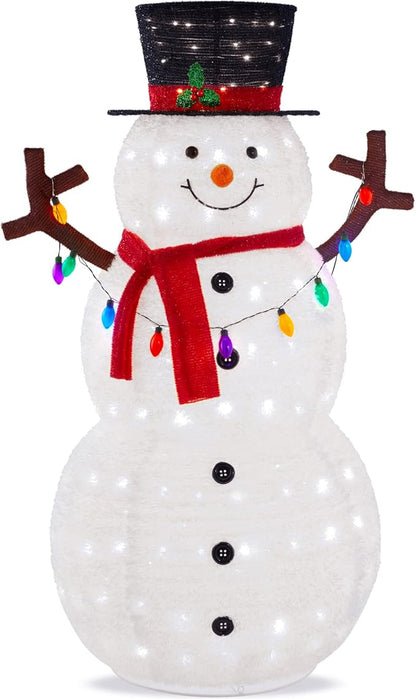 Lighted Pop-Up Snowman, Large White