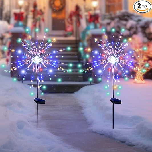 Waterproof 2 Pack Solar Powered Firework Stake