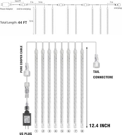 Meteor Shower Rain Lights Christmas Decorations