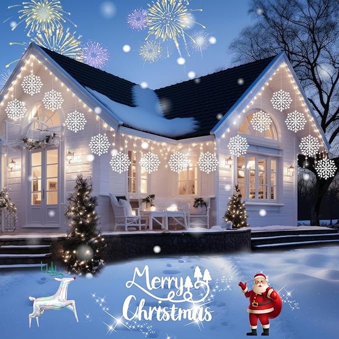 Snowflake Window Light with 8 Modes, Hanging Lights