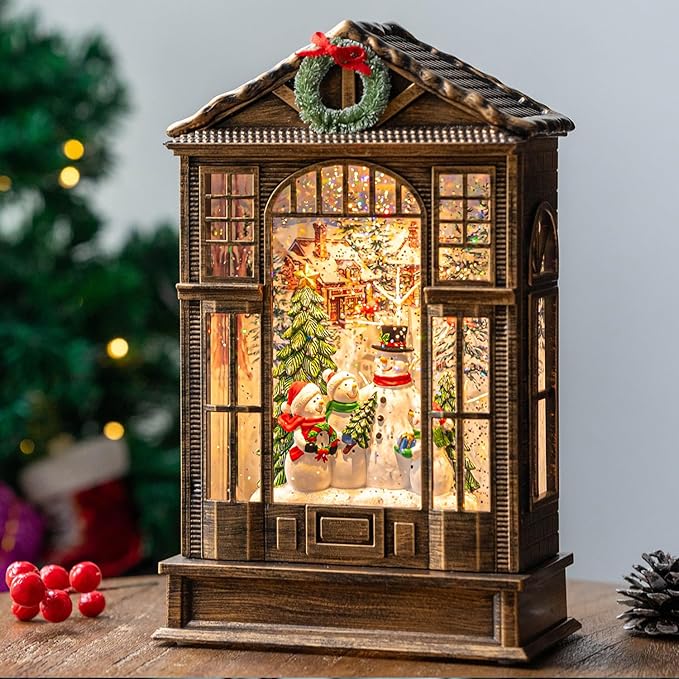 Christmas Snow Globe Swirling Glittering Snowman Choir Manger Scene