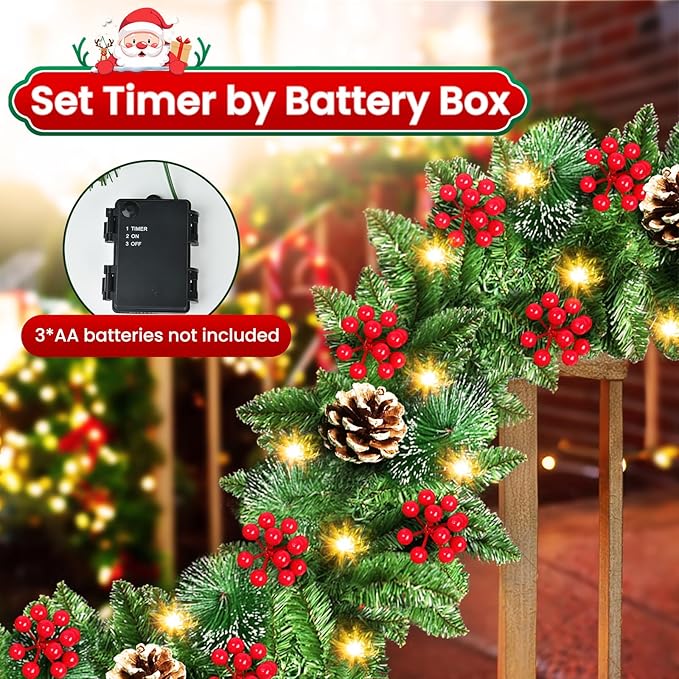 Christmas Tree Garland with 9ft Lights