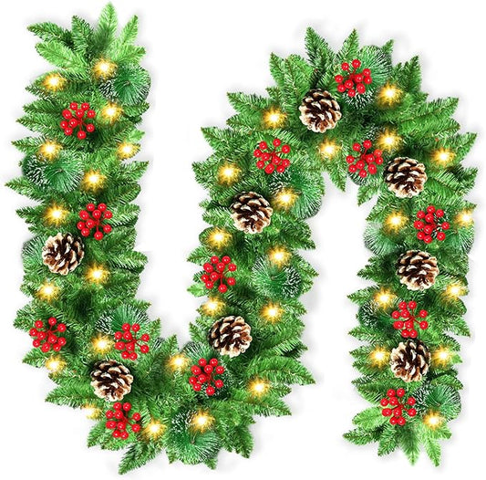 Christmas Tree Garland with 9ft Lights