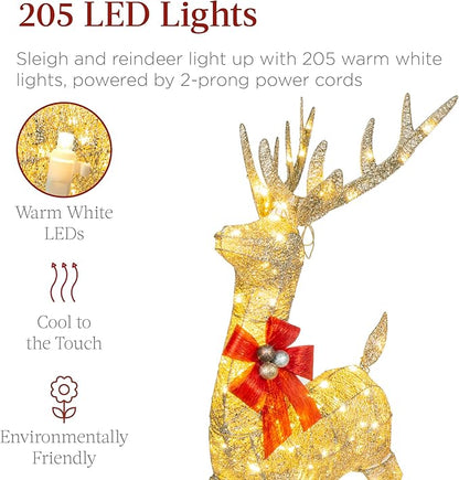 Reindeer & Sleigh Holiday Outdoor Yard Decoration Set