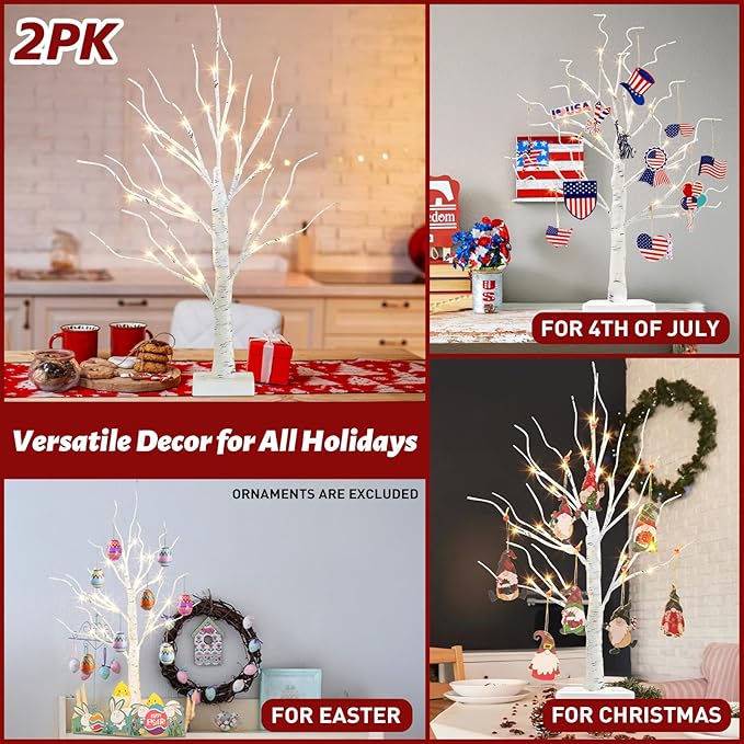 Fairy Light Spirit Tree for Christmas Decor, Warm White Lighted Birch Trees
