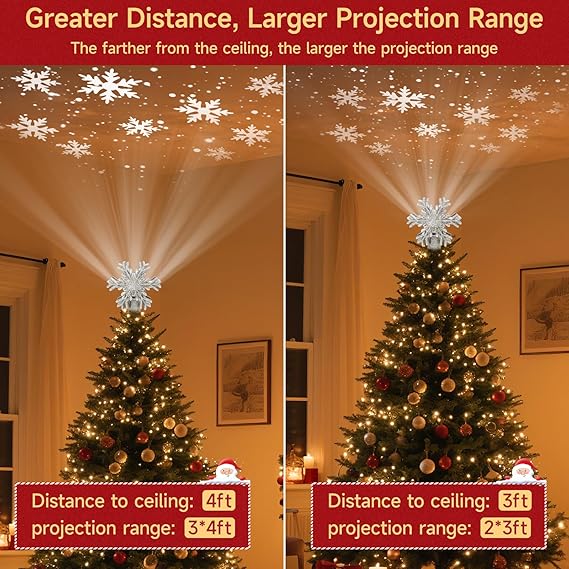 Hollow Glitter Silver Snowflake Tree Topper