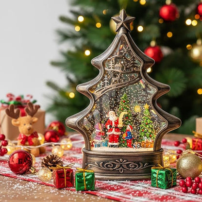 Christmas Snow Globe Lantern Water Glittering Santa's List.