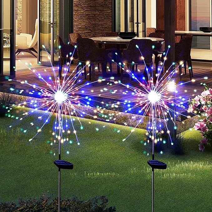 Waterproof 2 Pack Solar Powered Firework Stake