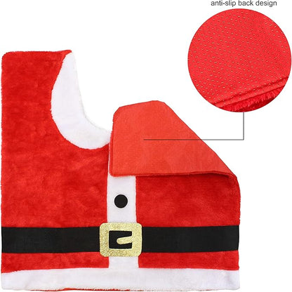 Christmas Theme Bathroom Decoration Set w/Toilet Seat Cover, Rugs, Tank Cover
