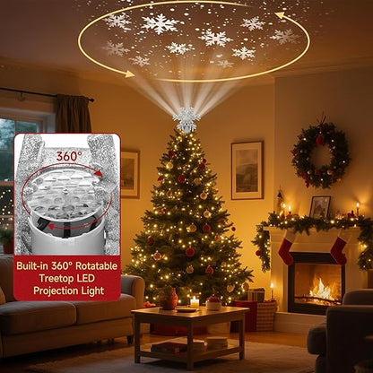 Hollow Glitter Silver Snowflake Tree Topper