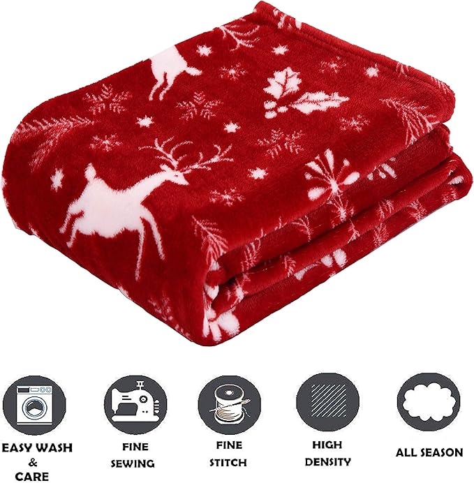 Luxury Velvet Super Soft Christmas Prints Fleece Blanket-Holiday Theme.