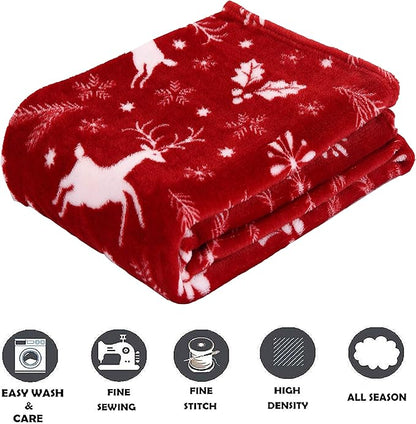 Luxury Velvet Super Soft Christmas Prints Fleece Blanket-Holiday Theme.
