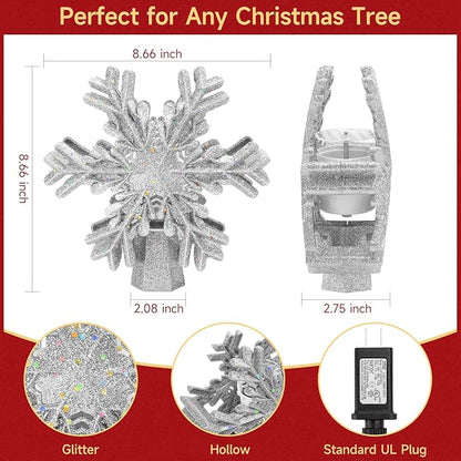 Hollow Glitter Silver Snowflake Tree Topper