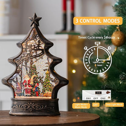 Christmas Snow Globe Lantern Water Glittering Santa's List.