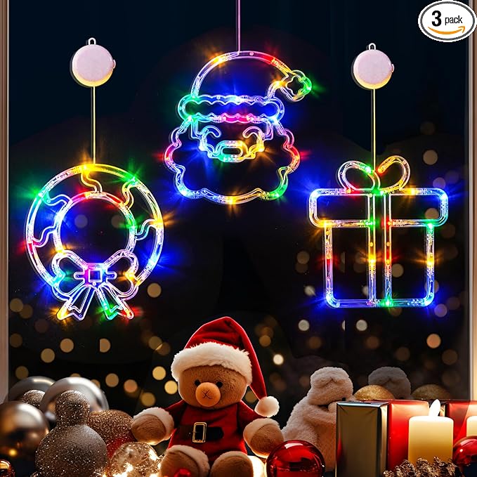 Pack Wreath Gift Box Santa Claus Christmas Window