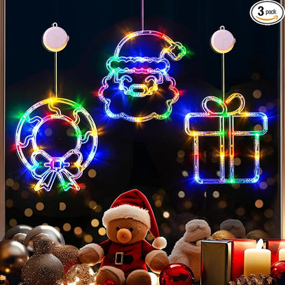 Pack Wreath Gift Box Santa Claus Christmas Window