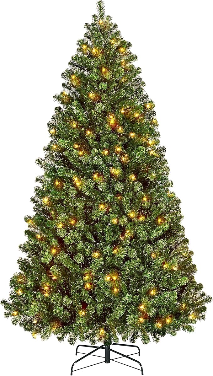 Artificial Hinged Christmas Pine Tree Prelighted Holiday Xmas Tree.