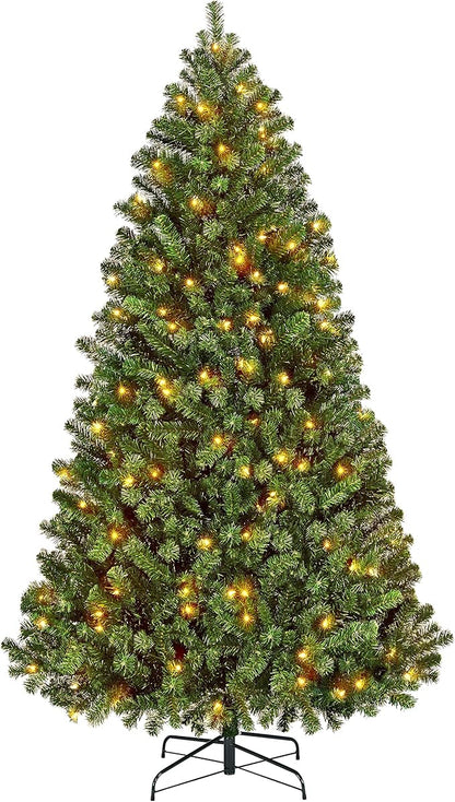 Artificial Hinged Christmas Pine Tree Prelighted Holiday Xmas Tree.
