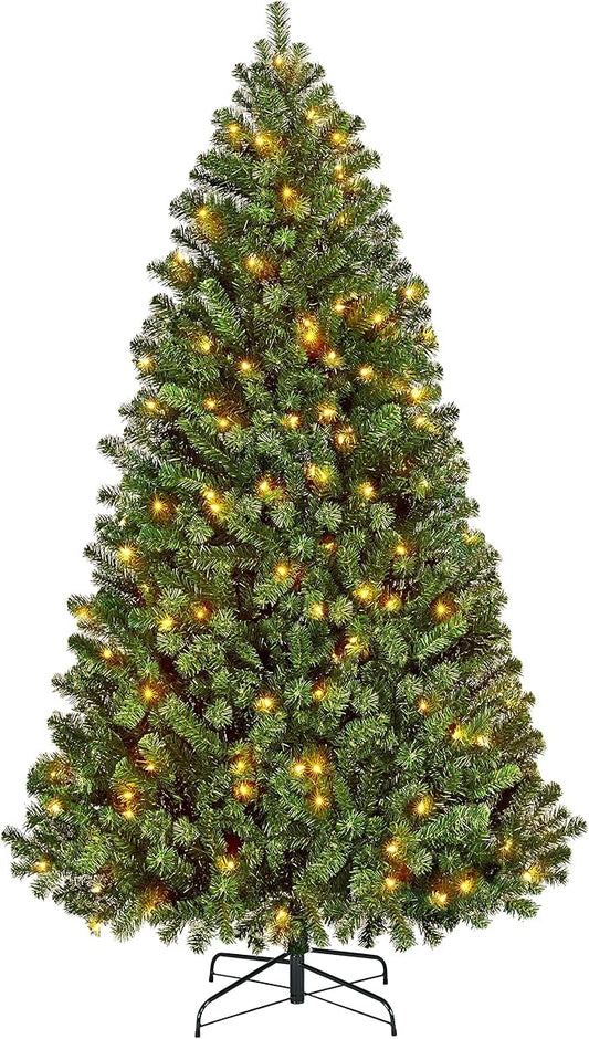 Artificial Hinged Christmas Pine Tree Prelighted Holiday Xmas Tree.