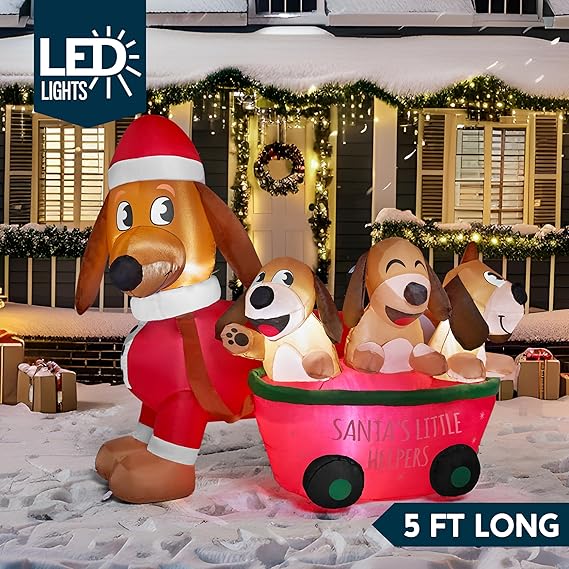 hristmas Puppy Inflatable with Built-in LEDs