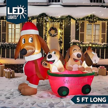 hristmas Puppy Inflatable with Built-in LEDs
