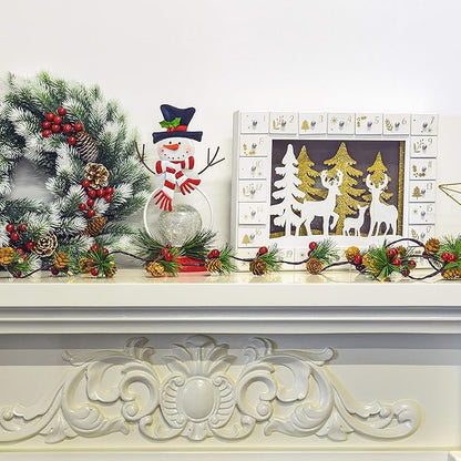 Christmas PineCones String Lights Needles Red Berries